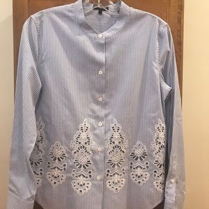 Theory blouse Light Blue and White Stripe